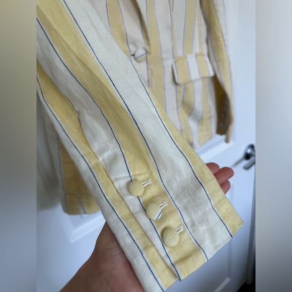 Stripped NEW FRAME 100% Linen Stripe Blazer size 0 - Picture 11 of 17